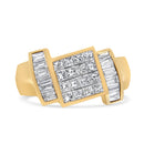 14K Yellow Gold 1 5/8 Cttw Invisible-Set Princess and Baguette Diamond Cocktail Band Ring-1