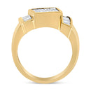 14K Yellow Gold 1 5/8 Cttw Invisible-Set Princess and Baguette Diamond Cocktail Band Ring-4