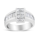 14K White Gold 2 3/4 Cttw Invisible-Set Princess and Channel-Set Baguette Diamond Step Up Cocktail Ring (G-H Color, SI1-SI2 Clarity) - Ring Size 9.25-5