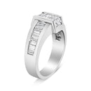 14K White Gold 2 3/4 Cttw Invisible-Set Princess and Channel-Set Baguette Diamond Step Up Cocktail Ring (G-H Color, SI1-SI2 Clarity) - Ring Size 9.25-7