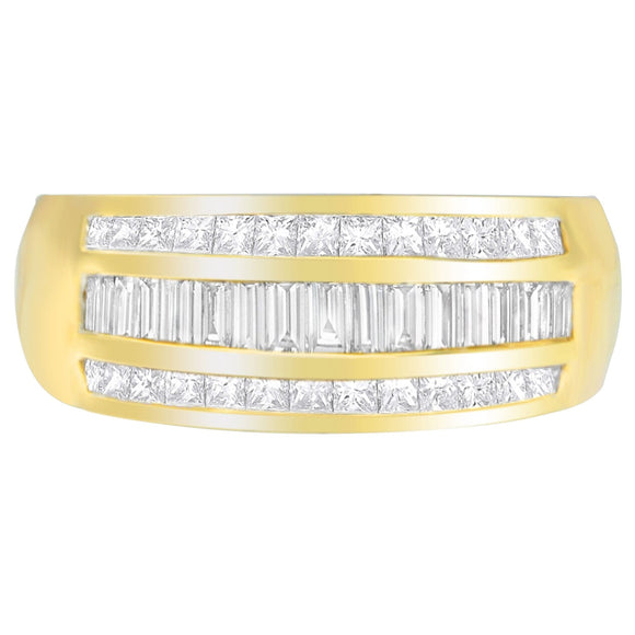 14K Yellow Gold 1ct. TDW Princess and Baguette-Cut Diamond Ring(H-I, SI1-SI2)