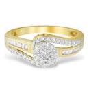 10K Yellow Gold Diamond Cluster Ring (1/2 Cttw, I-J Color, I2-I3 Clarity) - Size 6-5