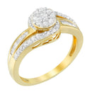 10K Yellow Gold Diamond Cluster Ring (1/2 Cttw, I-J Color, I2-I3 Clarity) - Size 6-7