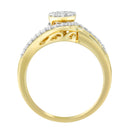 10K Yellow Gold Diamond Cluster Ring (1/2 Cttw, I-J Color, I2-I3 Clarity) - Size 6-8