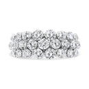 10K White Gold 2 1/2 Cttw Round Natural Diamond 3 Row Band Ring (I-J Color, I1-I2 Clarity) - Ring Size 7-6