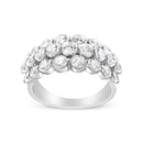 10K White Gold 2 1/2 Cttw Round Natural Diamond 3 Row Band Ring (I-J Color, I1-I2 Clarity) - Ring Size 7-7