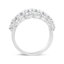 10K White Gold 2 1/2 Cttw Round Natural Diamond 3 Row Band Ring (I-J Color, I1-I2 Clarity) - Ring Size 7-9