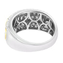 10K White and Yellow Gold 1.00 Cttw Baguette and Round cut Diamond Art Deco Multi-Row Ring Band (I-J Color, I1-I2 Clarity) - Ring Size 7-10