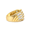 14K Yellow Gold 1-1/3 Cttw Baguette Diamond Wave Design Band Ring-2