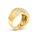 14K Yellow Gold 1-1/3 Cttw Baguette Diamond Wave Design Band Ring-3