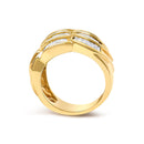 14K Yellow Gold 1-1/3 Cttw Baguette Diamond Wave Design Band Ring-5