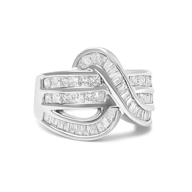 14K White Gold 2.0 Cttw Diamond Channel Set Bypass Ring
