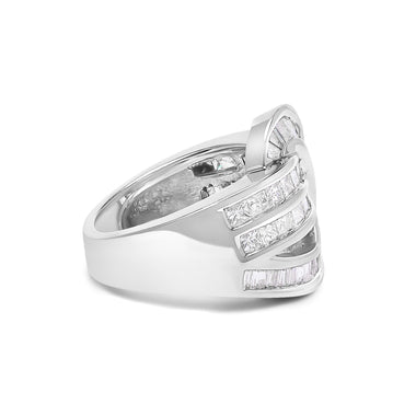 14K White Gold 2.0 Cttw Diamond Channel Set Bypass Ring - 0
