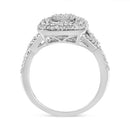 .925 Sterling Silver 1/2 Cttw Round-Cut Diamond Cluster Cushion Ring (I-J , I1-I2) - Size 7-7