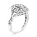 .925 Sterling Silver 1/2 Cttw Round-Cut Diamond Cluster Cushion Ring (I-J , I1-I2) - Size 7-8