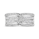 .925 Sterling Silver 1/2 Cttw Diamond Multi-Row Bypass Band Ring (I-J Color, I3 Clarity) - Size 7-1