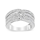 .925 Sterling Silver 1/2 Cttw Diamond Multi-Row Bypass Band Ring (I-J Color, I3 Clarity) - Size 7-2