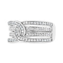 .925 Sterling Silver 1/2 Cttw Diamond Multi-Row Bypass Band Ring (I-J Color, I3 Clarity) - Size 7-3