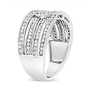 .925 Sterling Silver 1/2 Cttw Diamond Multi-Row Bypass Band Ring (I-J Color, I3 Clarity) - Size 7-4