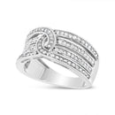 .925 Sterling Silver 1/2 Cttw Diamond Multi-Row Bypass Band Ring (I-J Color, I3 Clarity) - Size 7-5