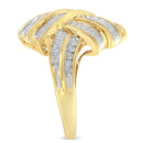 10K Yellow Gold Diamond Bypass Cocktail Ring (1 1/5 Cttw, I-J Color, I2-I3 Clarity) - Size 8-10