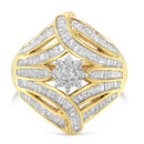 10K Yellow Gold Diamond Ring (1 Cttw, I-J Color, I2-I3 Clarity) - Size 7-8