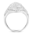 .925 Sterling Silver & 1-1/8 Cttw Diamond Marquise Shaped Cluster Triple Halo Knot Cocktail Fashion Ring (I-J Color, I2-I3 Clarity) - Size 6-7