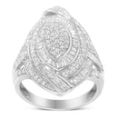 .925 Sterling Silver & 1-1/8 Cttw Diamond Marquise Shaped Cluster Triple Halo Knot Cocktail Fashion Ring (I-J Color, I2-I3 Clarity) - Size 6-9
