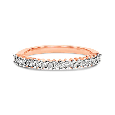 10K Rose Gold Plated Sterling Silver 1/3 Cttw Diamond Band Ring