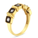 10K Yellow Gold Flashed .925 Sterling Silver Miracle-Set Diamond 5-Stone Ring Band (1/4 Cttw, J-K Color, I2-I3 Clarity) - Size 7-9