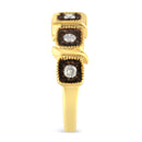 10K Yellow Gold Flashed .925 Sterling Silver Miracle-Set Diamond 5-Stone Ring Band (1/4 Cttw, J-K Color, I2-I3 Clarity) - Size 7-10
