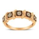 10K Rose Gold Flashed .925 Sterling Silver Miracle-Set Diamond 5-Stone Band Ring (1/4 Cttw, J-K Color, I1-I2 Clarity) - Size 7-8