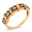 10K Rose Gold Flashed .925 Sterling Silver Miracle-Set Diamond 5-Stone Band Ring (1/4 Cttw, J-K Color, I1-I2 Clarity) - Size 7-6