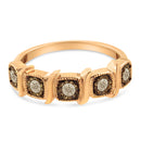 10K Rose Gold Flashed .925 Sterling Silver Miracle-Set Diamond 5-Stone Band Ring (1/4 Cttw, J-K Color, I1-I2 Clarity) - Size 7-7