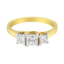 10K Yellow Gold Princess-Cut Diamond Three Stone Band Ring (1 Cttw, J-K Color, I1-I2 Clarity) - Size 6-8