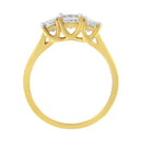 10K Yellow Gold Princess-Cut Diamond Three Stone Band Ring (1 Cttw, J-K Color, I1-I2 Clarity) - Size 6-9