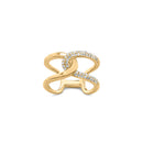 18K Yellow Gold Plated Sterling Silver 1/4 Cttw Diamond Open Crossover Band Ring-1