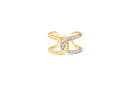 18K Yellow Gold Plated Sterling Silver 1/4 Cttw Diamond Open Crossover Band Ring-4