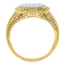 10K Yellow Gold Plated .925 Sterling Silver 1/2 Cttw Diamond Square Cushion Cluster Split Shank Cocktail Ring (J-K Color, I2-I3 Clarity) - Size 7-8