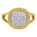 10K Yellow Gold Plated .925 Sterling Silver 1/2 Cttw Diamond Square Cushion Cluster Split Shank Cocktail Ring (J-K Color, I2-I3 Clarity) - Size 7-9