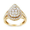 10K Yellow Gold Plated .925 Sterling Silver 1 1/2 Cttw Round-Cut Diamond Cocktail Ring (I-J Color, I1-I2 Clarity) - Size 7-5