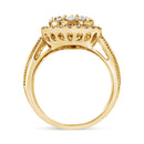 10K Yellow Gold Plated .925 Sterling Silver 1 1/2 Cttw Round-Cut Diamond Cocktail Ring (I-J Color, I1-I2 Clarity) - Size 7-7