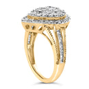 10K Yellow Gold Plated .925 Sterling Silver 1 1/2 Cttw Round-Cut Diamond Cocktail Ring (I-J Color, I1-I2 Clarity) - Size 7-8