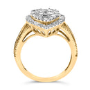 10K Yellow Gold Plated .925 Sterling Silver 1 1/2 Cttw Round-Cut Diamond Cocktail Ring (I-J Color, I1-I2 Clarity) - Size 7-9