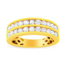 10K Yellow Gold Two-Row Diamond Band Ring (1 Cttw, J-K Color, I1-I2 Clarity) - Size 6-6