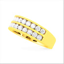 10K Yellow Gold Two-Row Diamond Band Ring (1 Cttw, J-K Color, I1-I2 Clarity) - Size 6-7