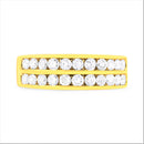10K Yellow Gold Two-Row Diamond Band Ring (1 Cttw, J-K Color, I1-I2 Clarity) - Size 6-8