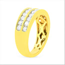 10K Yellow Gold Two-Row Diamond Band Ring (1 Cttw, J-K Color, I1-I2 Clarity) - Size 6-9