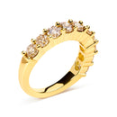 14K Yellow Gold Plated .925 Sterling Silver 2.0 Cttw Round Brilliant Cut Diamond 10 Stone Anniversary Band Ring (J-K Color, I1-I2 Clarity) - Size 7-8