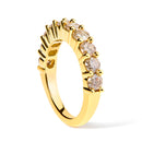 14K Yellow Gold Plated .925 Sterling Silver 2.0 Cttw Round Brilliant Cut Diamond 10 Stone Anniversary Band Ring (J-K Color, I1-I2 Clarity) - Size 7-9